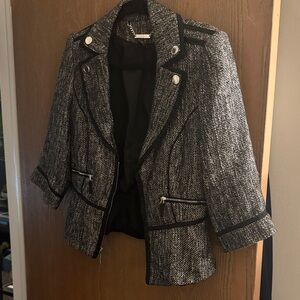 White House Black Market Textured Black and Gray Blazer
